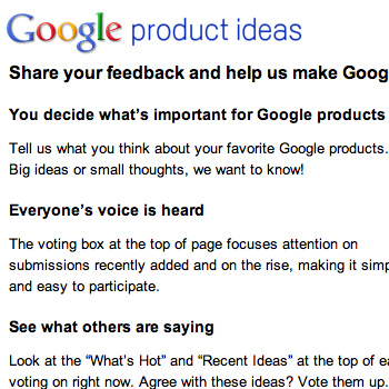 Idées des produits Google ?