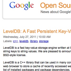 Google ouvre un projet de base de données NoSQL appelé LevelDB