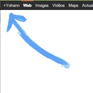 Google dessine une flèche bleue sur sa page d&rsquo;accueil afin de populariser Google+