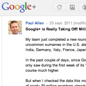 Hausse de 30% d&rsquo;utilisateurs depuis l&rsquo;ouverture de Google+ au public