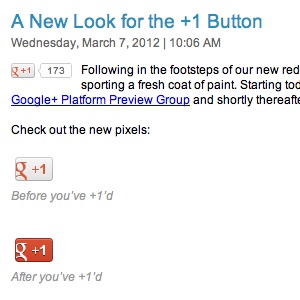 Google adopte un nouveau look pour son bouton +1