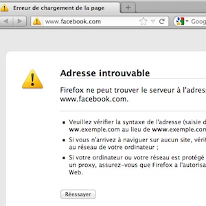 [MAJ] Page Web inaccessible pour Facebook