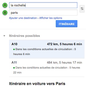Prise en compte des conditions de circulation actuelles au sein de Google Maps
