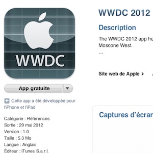 Apple propose le calendrier de la WWDC 2012 et une app iOS, pour une keynote le 11 Juin