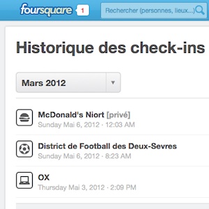 Foursquare lance une page pour les historiques des check-ins