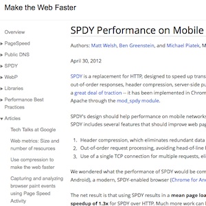 Google analyse la vitesse de SPDY sur les réseaux mobiles