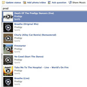 Facebook teste une option &laquo;&nbsp;Share Music&nbsp;&raquo; à côté de la mise à jour du statut