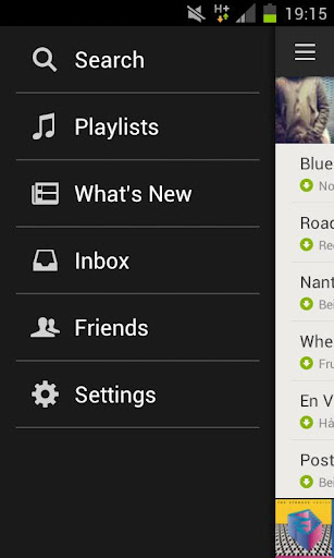 Spotify Radio arrive (enfin) sur Android - Menu de Spotify Android
