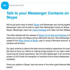 C&rsquo;est officiel, Microsoft va vraiment abandonner Windows Live Messenger en faveur de Skype
