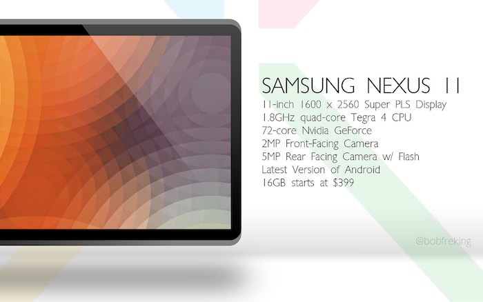 Un concept de design et spécifications pour la tablette Samsung Nexus 11