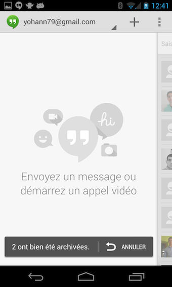 L'application Hangouts est le système de messagerie unifiée de Google