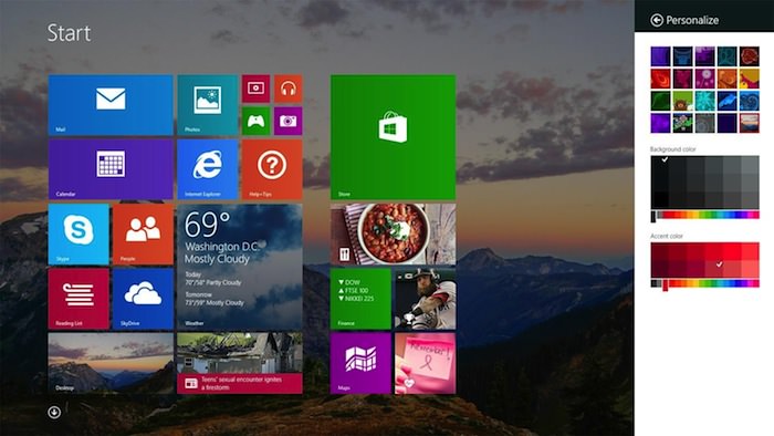 Personnalisation dans Windows 8.1