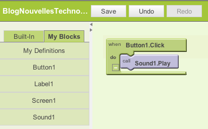 Démonstration de Google App Inventor, la création d’application Android par glisser-déposer - Éditeur de blocs après construction