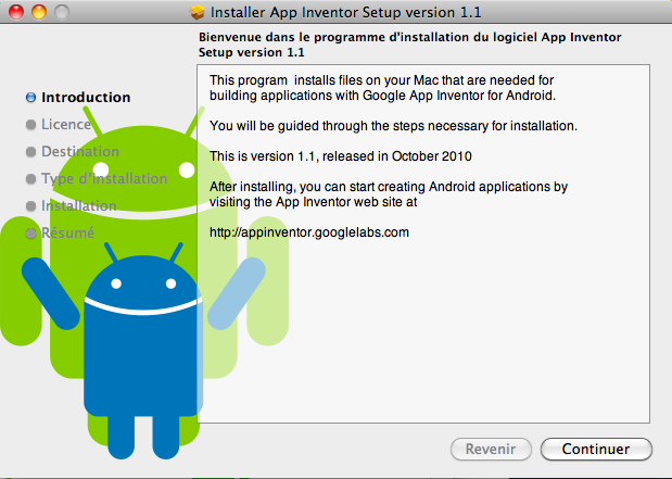 Démonstration de Google App Inventor, la création d’application Android par glisser-déposer - Installation de l'application sur Mac OS X