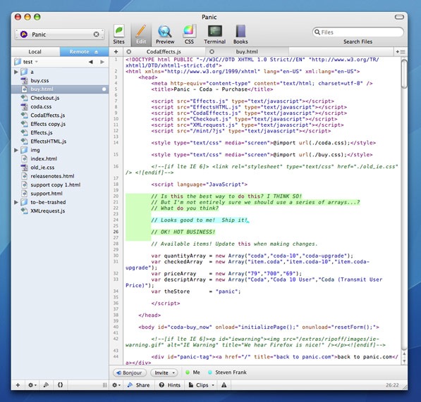 Webdesigners, 10 applications HTML et CSS sur Mac OS X - Coda