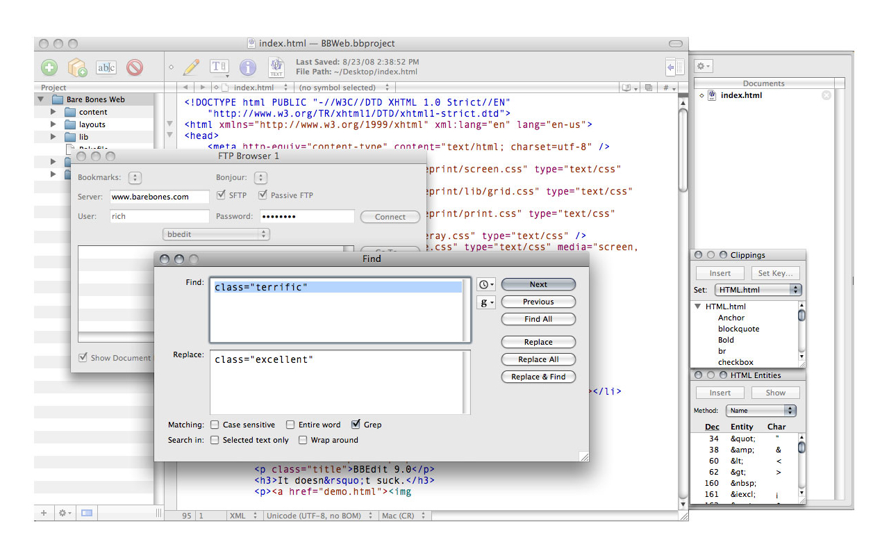 Webdesigners, 10 applications HTML et CSS sur Mac OS X - BBEdit