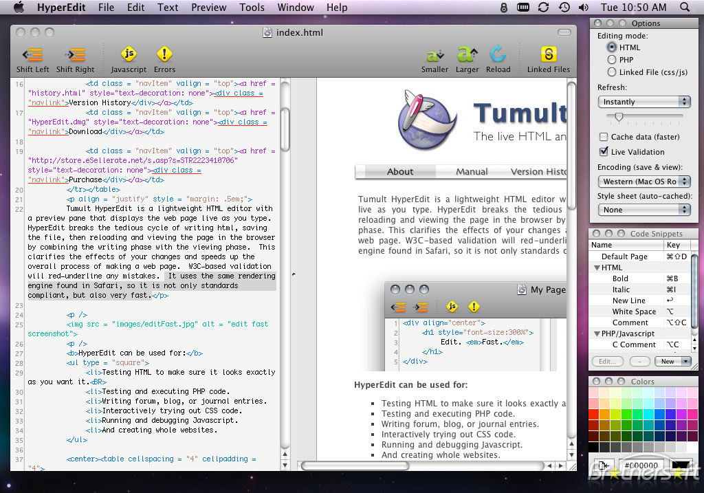 Webdesigners, 10 applications HTML et CSS sur Mac OS X - HyperEdit