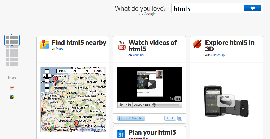 WDYL.com un nouveau service par Google : What Do You Love ? - Recherche de HTML5 sur WDYL