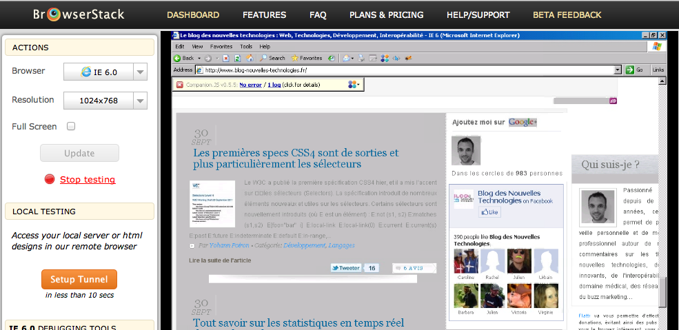Découvrez BrowserStack.com, un outil formidable pour tester votre site Web efficacement - BlogNT sur IE6
