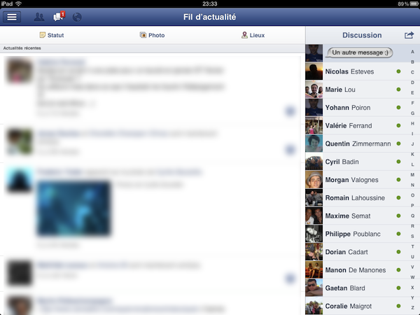 Facebook est disponible sur l'iPad - Chat