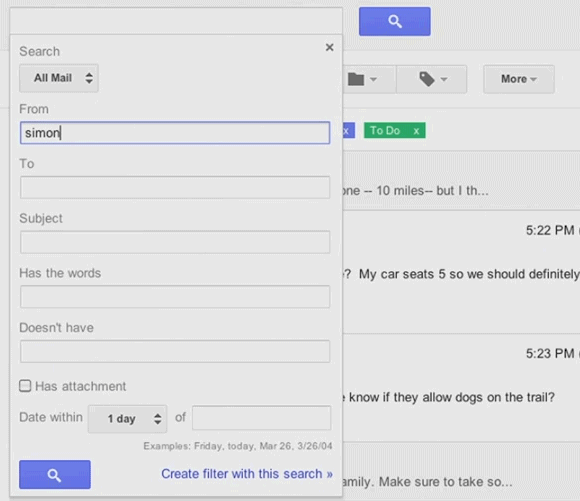 Options avancées dans la boite de recherche Google est prêt à déployer un lifting majeur pour Gmail