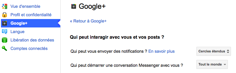 Vous pouvez maintenant autoriser qui peut vous informer des notifications sur Google+