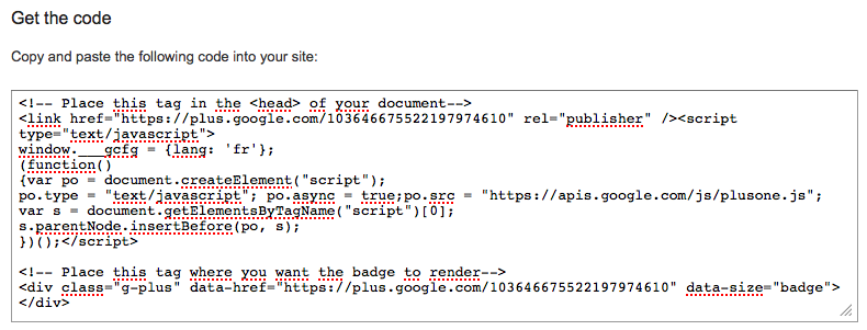 Google déploie les badges Google+, voici comment l'insérer... - Code source du badge Google+