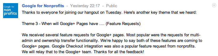 Google+ Pages : multi-admins et transfert de propriétaire