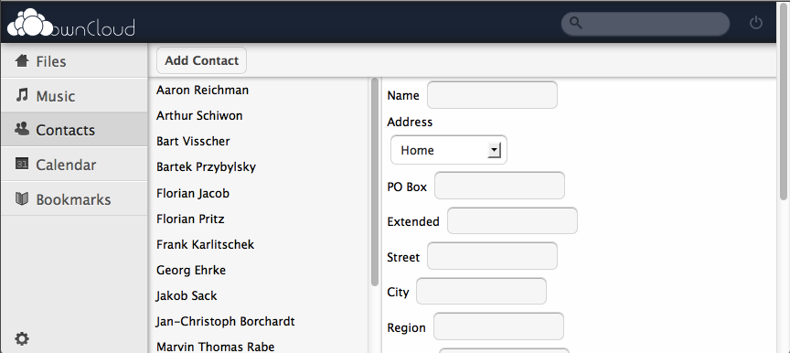 Gestion des contacts ownCloud, un concurrent Open Source à Dropbox et Box.Net - Gestion des contacts