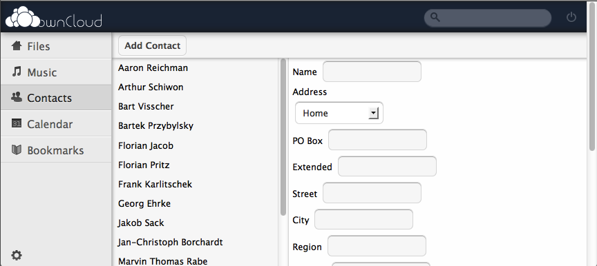 ownCloud, un concurrent Open Source à Dropbox et Box.Net - Gestion des contacts