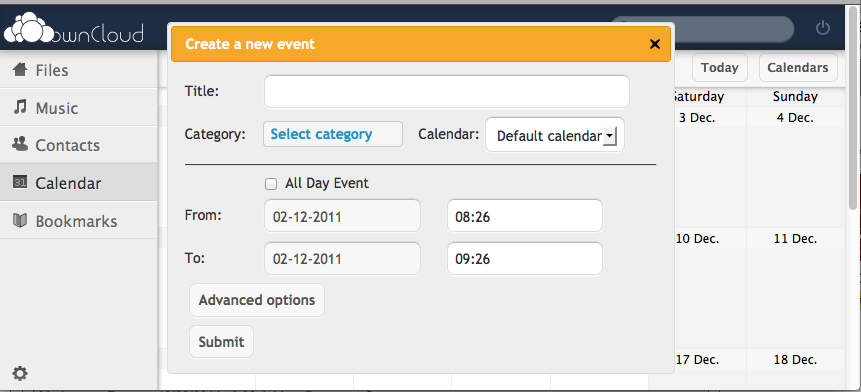 ownCloud, un concurrent Open Source à Dropbox et Box.Net - Gestion de l'agenda et des événements