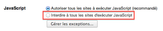 Comment faire pour visualiser tout de même Wikipedia pendant le blackout - Interdire à tous les sites d'exécuter JavaScript