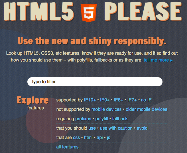 HTML5 Please, un guide d'utilisation HTML5 / CSS3 pour vous lancer - HTML5 Please