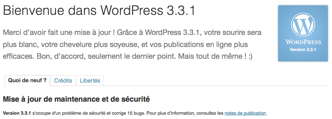 WordPress 3.3.1 est dans les bacs avec pas moins de 15 correctifs - WordPress 3.3.1