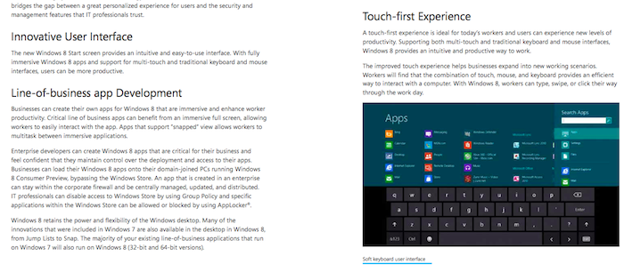 Microsoft dévoile son guide destinée aux entreprises pour Windows 8 Consumer Preview