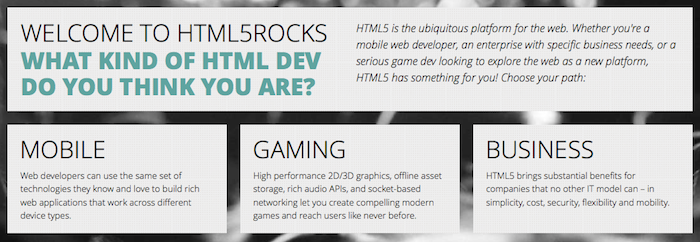 Un nouveau look pour HTML5Rocks.com - Nouvelles pages