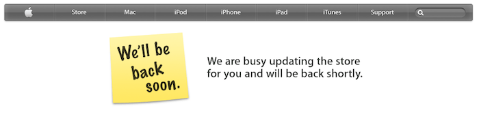 Apple Store : We'll back is soon