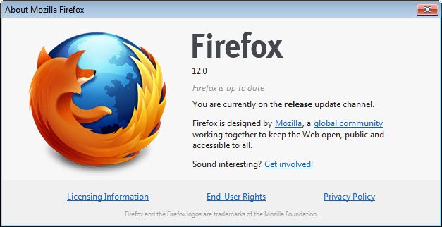 Firefox 12 est maintenant disponible en masse