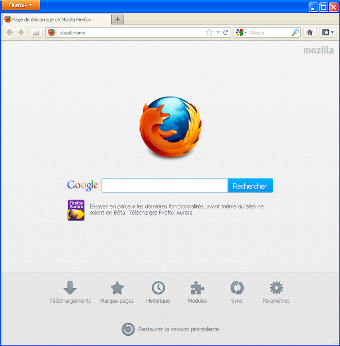 ﻿﻿Firefox 13 bêta ajoute certaines mises à jour tant attendues - Nouvelle page d'accueil