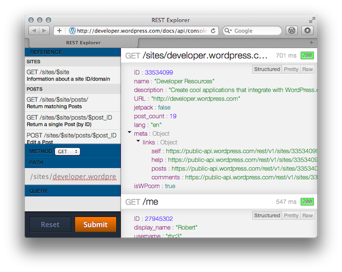 WordPress.com dispose d'une nouvelle API REST, permettant l'accès aux articles et commentaires