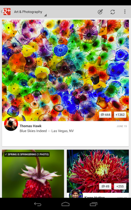 Détails de la refonte complète de l'application Google+ pour les tablettes - Le nouveau flux de photos