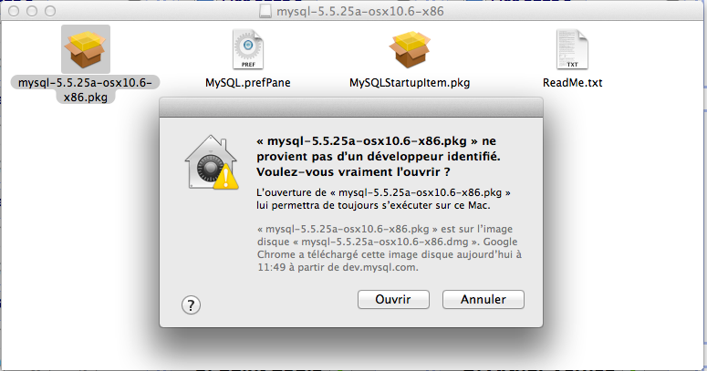 Installer et configurer Apache, MySQL, PHP et phpMyAdmin sur OSX 10.8 Mountain Lion - Autorisation provisoire pour installer MySQL