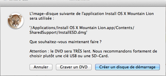 Lion Diskmaker l'application ultime pour créer une partition bootable d'OS X Mountain Lion - Créer un disque de démarrage
