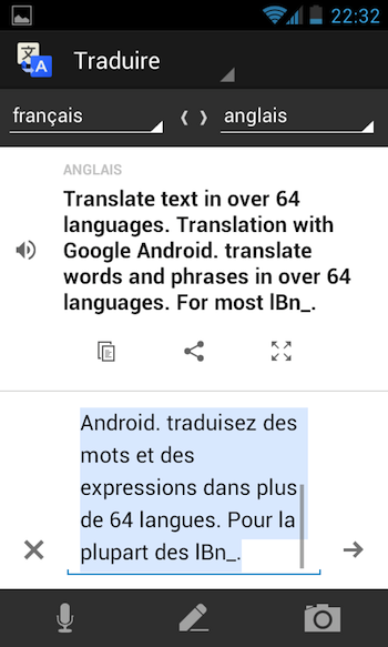 Google Traduction pour Android avec de nouvelles fonctionnalités prend en charge la caméra