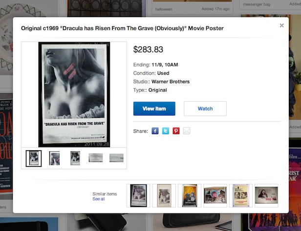 eBay, une refonte de son site à la Pinterest, pour accompagner son nouveau logo - Affichage des détails pertinents sur un produit