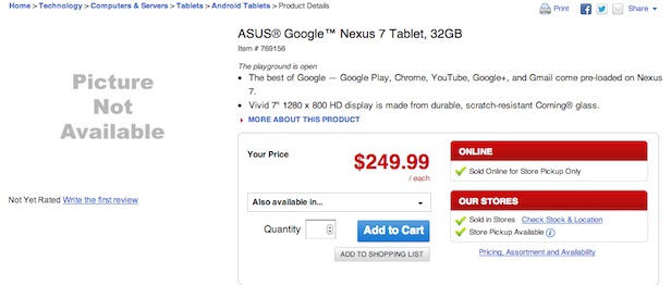 La Nexus 7 32 Go désormais disponible chez certains revendeurs - Nexus 7 de 32 Go disponible chez Office Depot