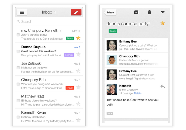 Une mise à jour de Gmail pour iOS avec une nouvelle apparence et de nouvelles fonctionnalités