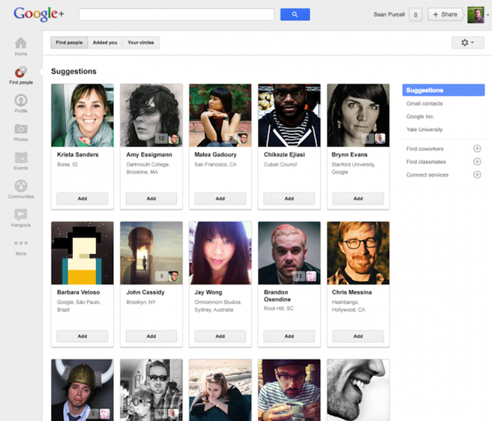 Google renomme son icône 'Cercles' par 'Rechercher des contacts' au sein de Google+ - Nouvelle vue des cercles au sein de Google+