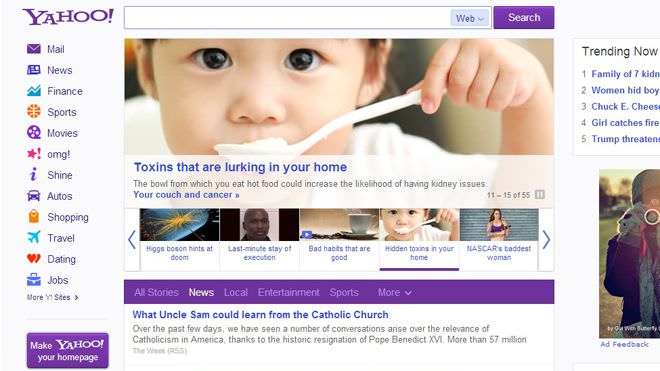 La page d'accueil de Yahoo fait peau neuve à l'image de Marissa Mayer - Nouvelle interface de Yahoo.com