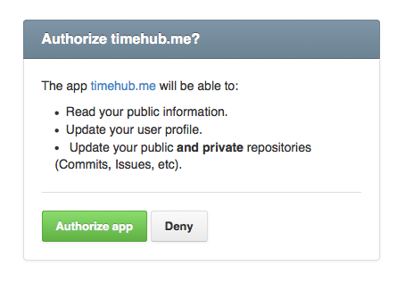 Timehub permet aux développeurs de générer des factures de leurs dépôts GitHub - Autorisation de Timehub sur GitHub